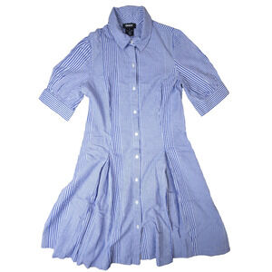 DKNY Collared Shirt Dress Size 4 Blue-White Stripe